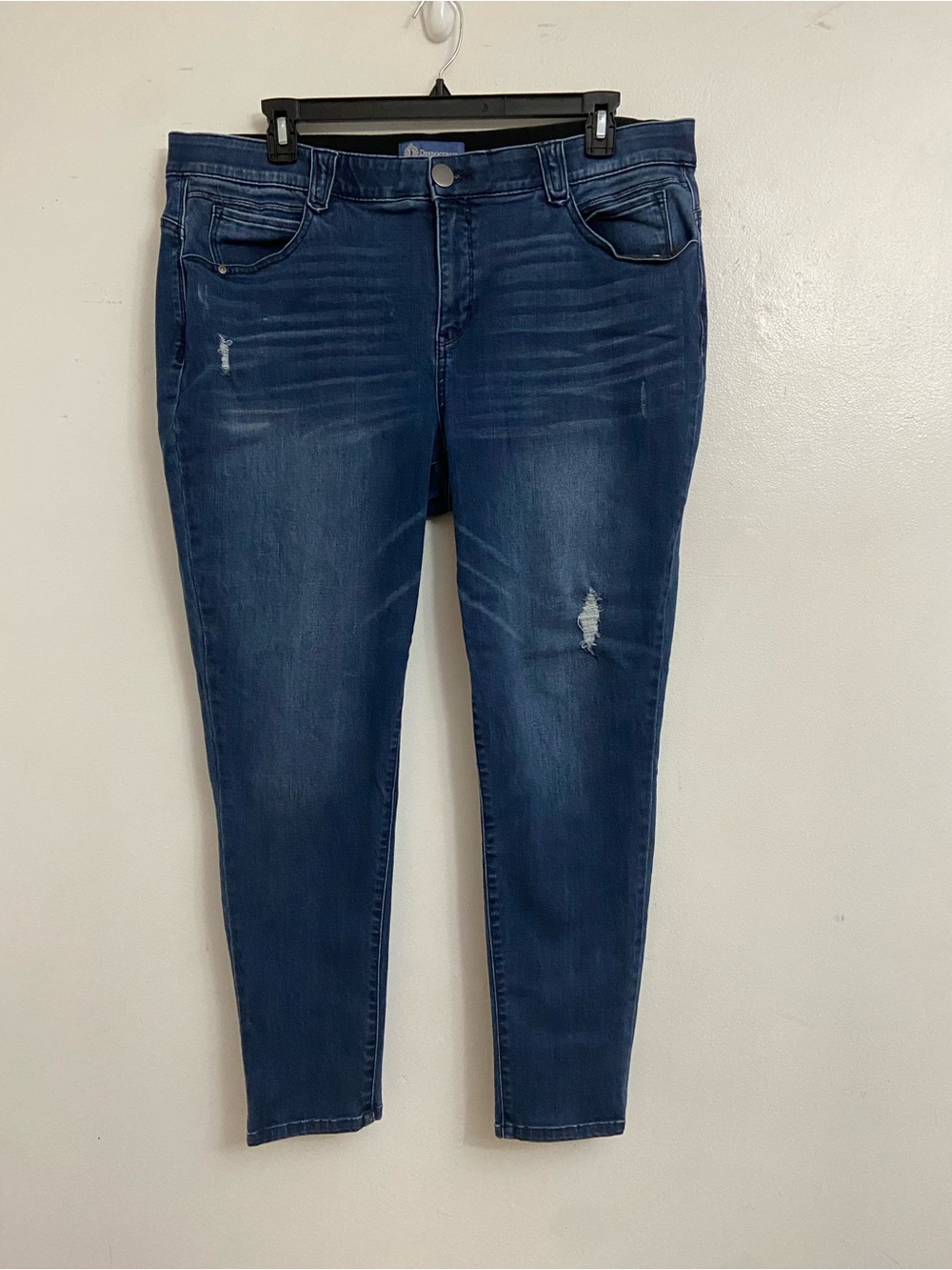 Democracy Ab Solution Dark Blue Slim Stretch Distressed Jeans Plus Size 20W